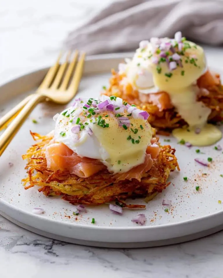 Latke Eggs Benedict with Smoked Salmon and Hollandaise Recipe