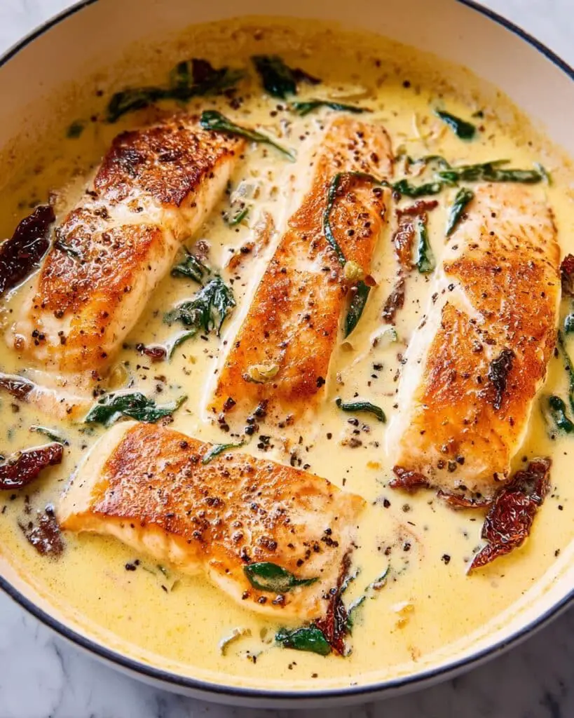 Tuscan Salmon with Parmesan Cream Sauce Recipe