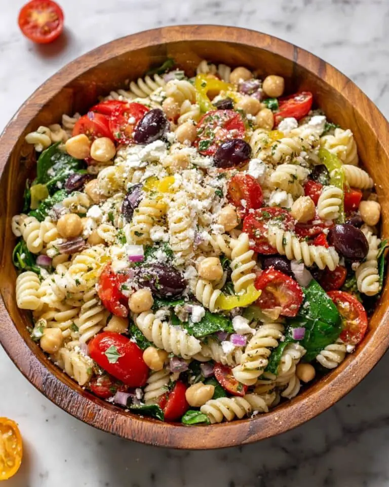 Italian Pasta Salad with Chickpeas, Veggies, and Zesty Italian Dressing Recipe