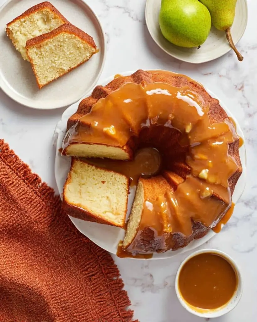 Pear Bundt Cake with Caramel Sauce Recipe