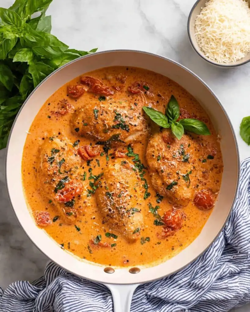 Creamy Tomato Basil Chicken Breasts Recipe
