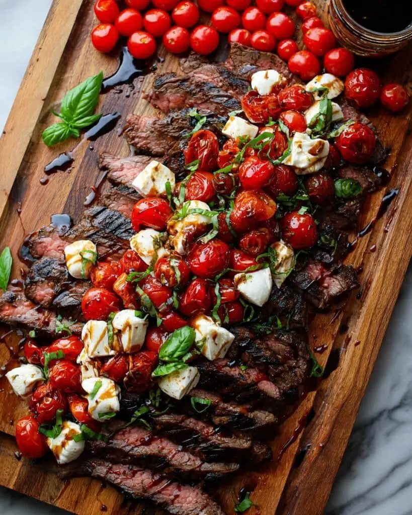 Balsamic Grilled Flank Steak Caprese Recipe
