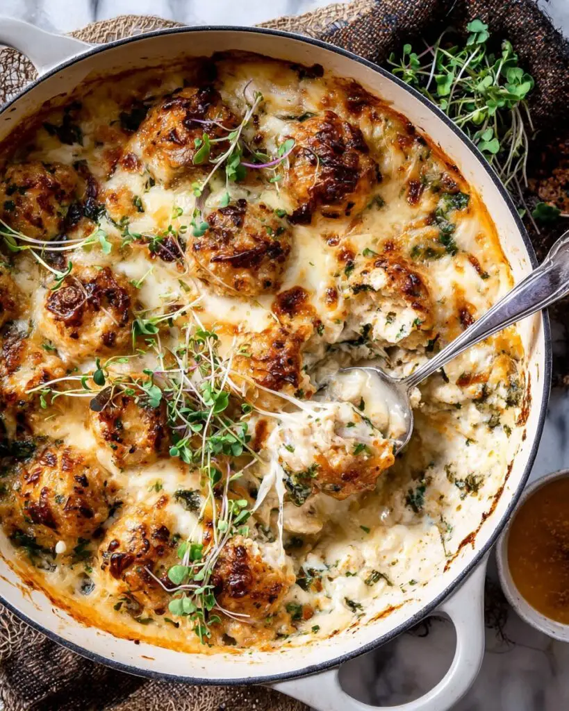 Baked Lemon Rosemary Chicken Meatballs and Creamy Orzo Recipe