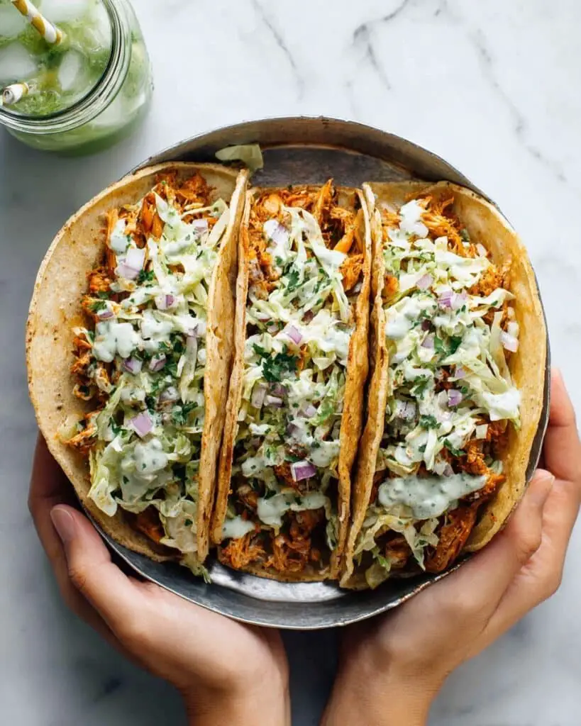 Instant Pot Hawaiian Chicken Tacos with Jalapeño Ranch Slaw Recipe