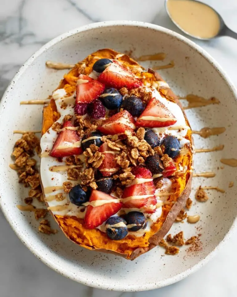 Sweet Potato Breakfast Bowl with Greek Yogurt, Berries, and Granola Recipe