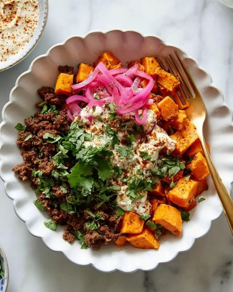 Street Corn Beef and Sweet Potato Bowls Recipe