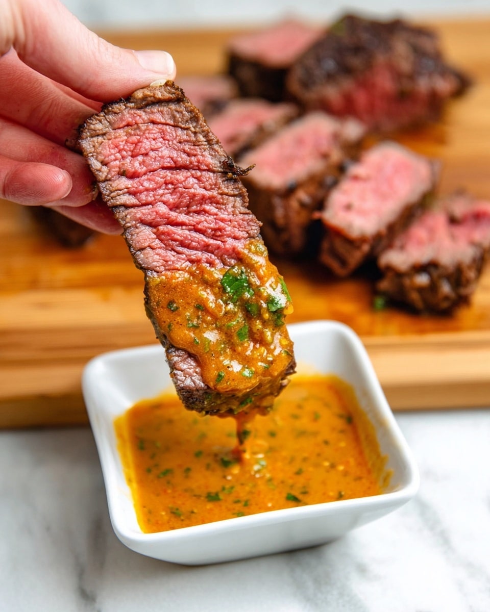 The image shows a sandwich with three visible layers. The bottom layer is a white bun with a soft texture. On top of it is a layer of thin caramelized onions that look glossy and brown. The next layer is a thick stack of medium-rare sliced steak pieces with a slightly charred edge and a juicy pink center, covering the entire bun evenly in two rows. The top layer is a white bun with a soft texture placed over the steak. The sandwich is placed on a white marbled surface. Photo taken with an iphone --ar 4:5 --v 7