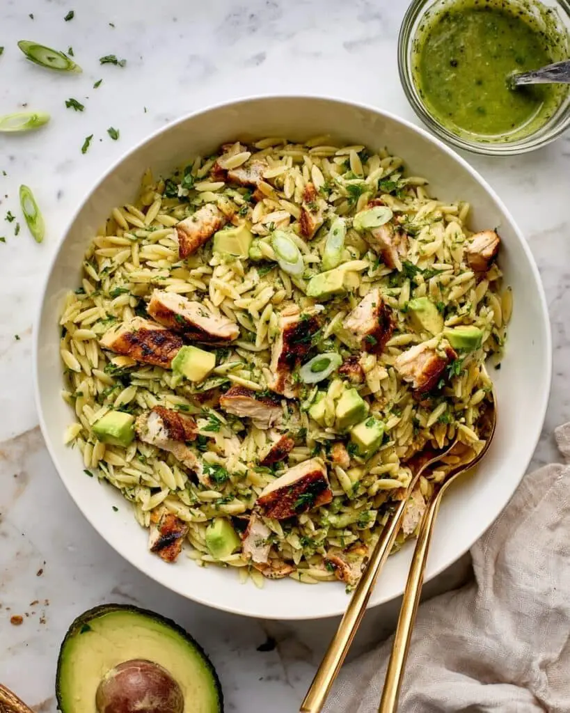 Grilled Chicken and Avocado Orzo Salad Recipe