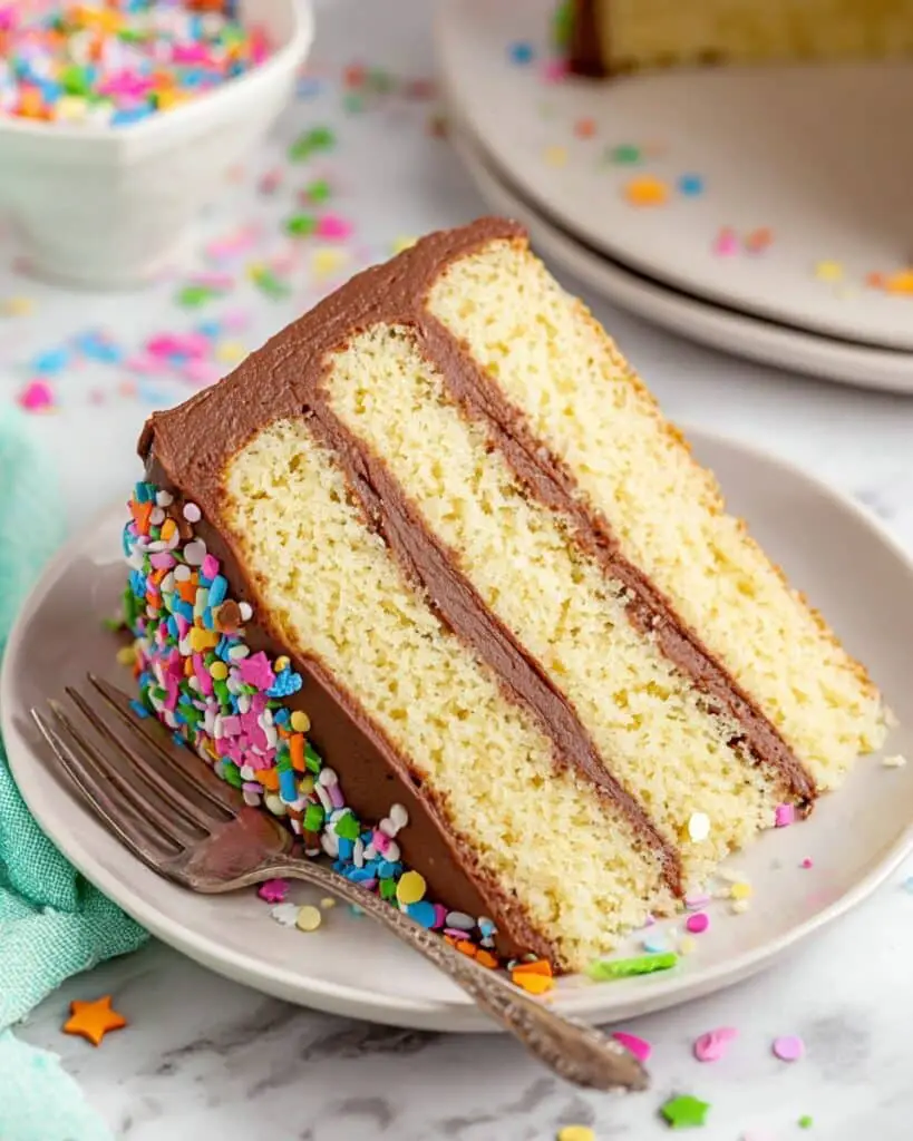 Moist Yellow Cake with Chocolate Frosting Recipe