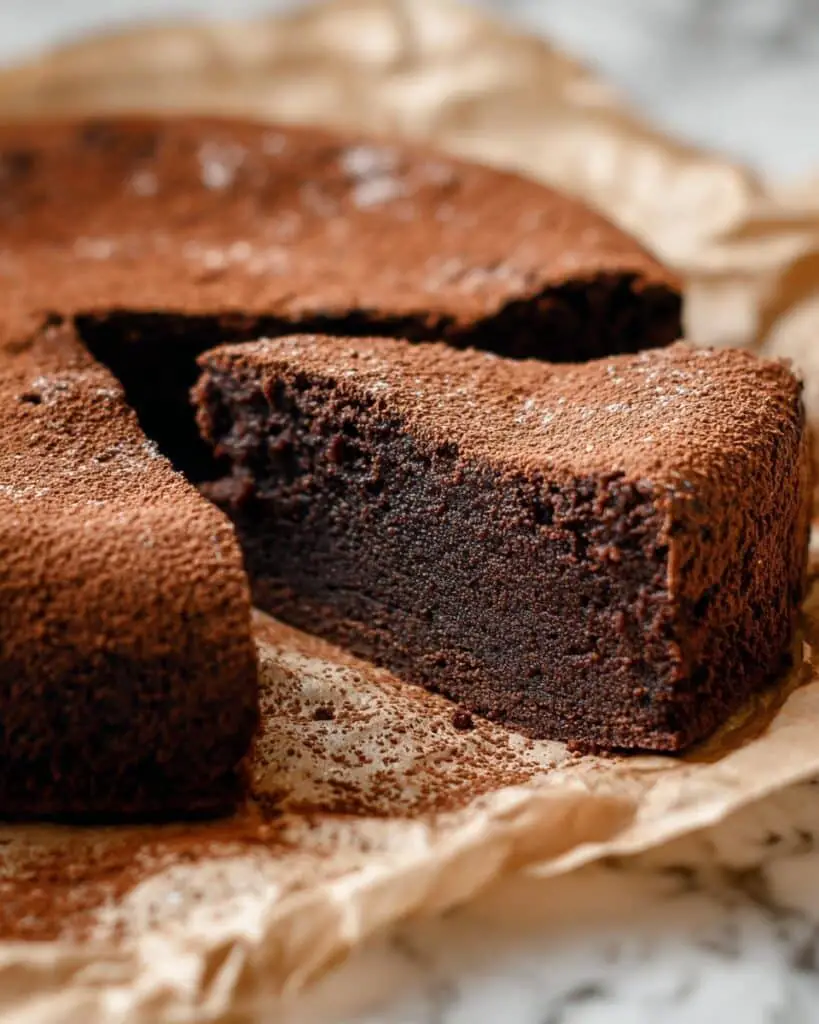 Dense & Fudgy Flourless Chocolate Cake Recipe