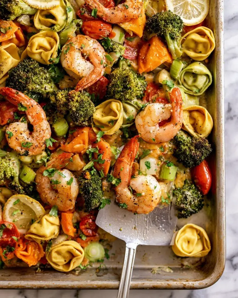 Sheet Pan Shrimp Tortellini & Vegetables Recipe