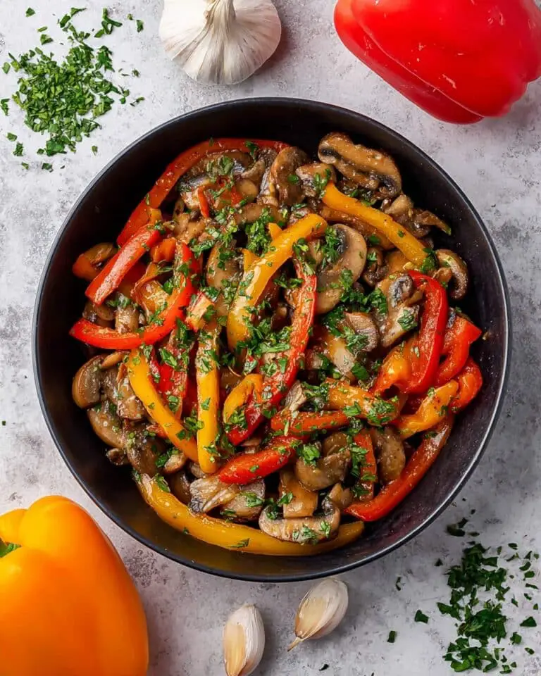 Sautéed Peppers, Mushrooms, and Onions with Balsamic and Parsley Recipe