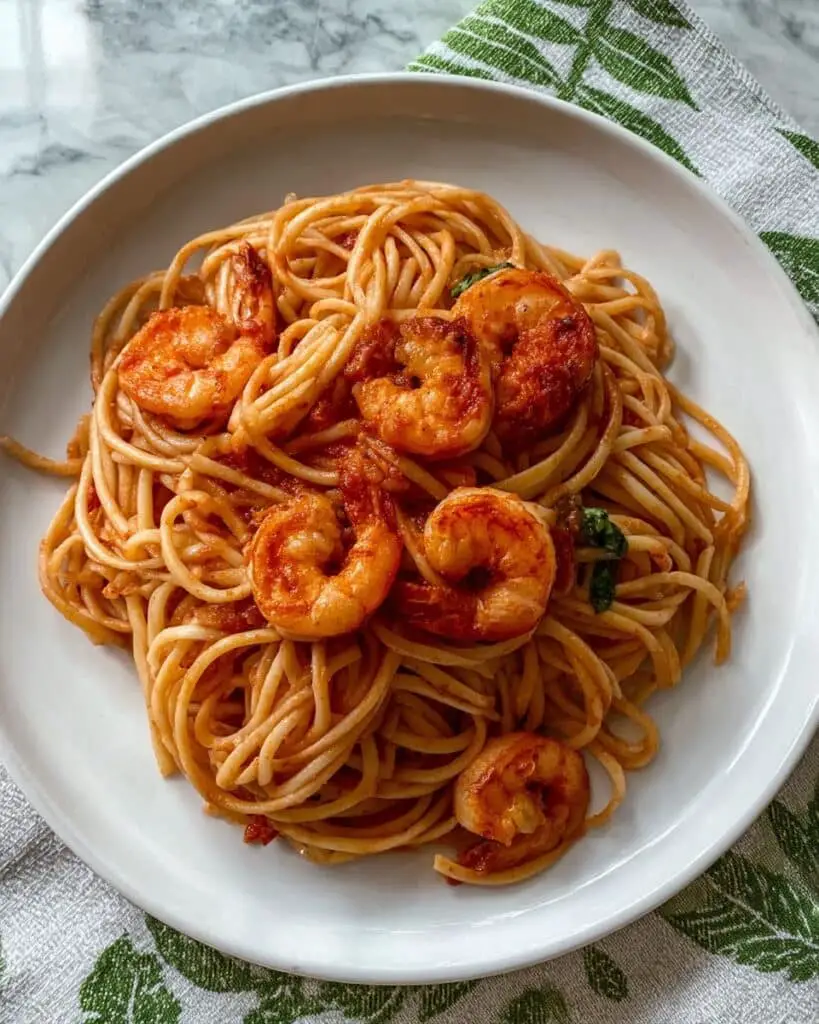 Easy Tagliolini Pasta with Shrimp and Tomato Sauce Recipe