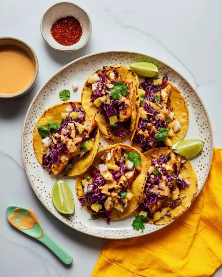 Grilled Fish Tacos with Pineapple Cabbage Slaw Recipe