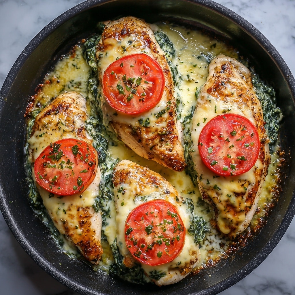 Spinach Stuffed Chicken Breast with Mozzarella and Tomato Recipe