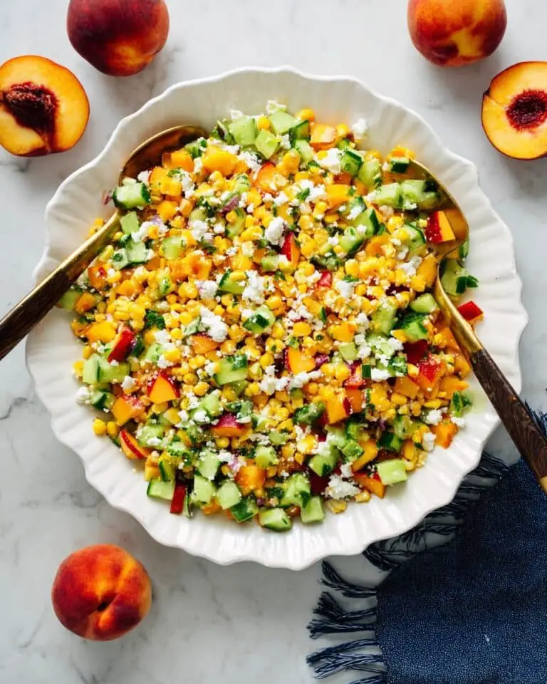 Peach, Feta, and Grilled Corn Salad with Citrus Vinaigrette Recipe