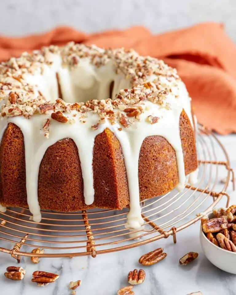 Carrot Bundt Cake with Cream Cheese Frosting and Pecans Recipe