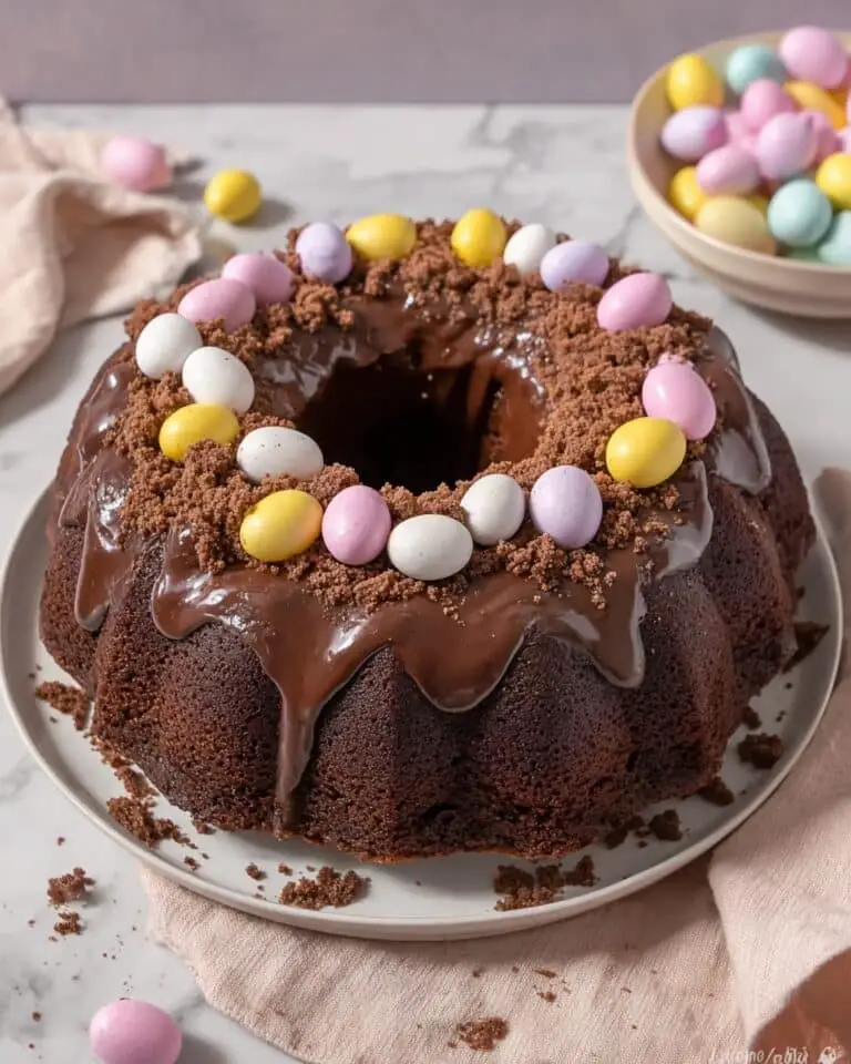 Easter Chocolate Bundt Cake with Mini Eggs and Milk Chocolate Ganache Recipe
