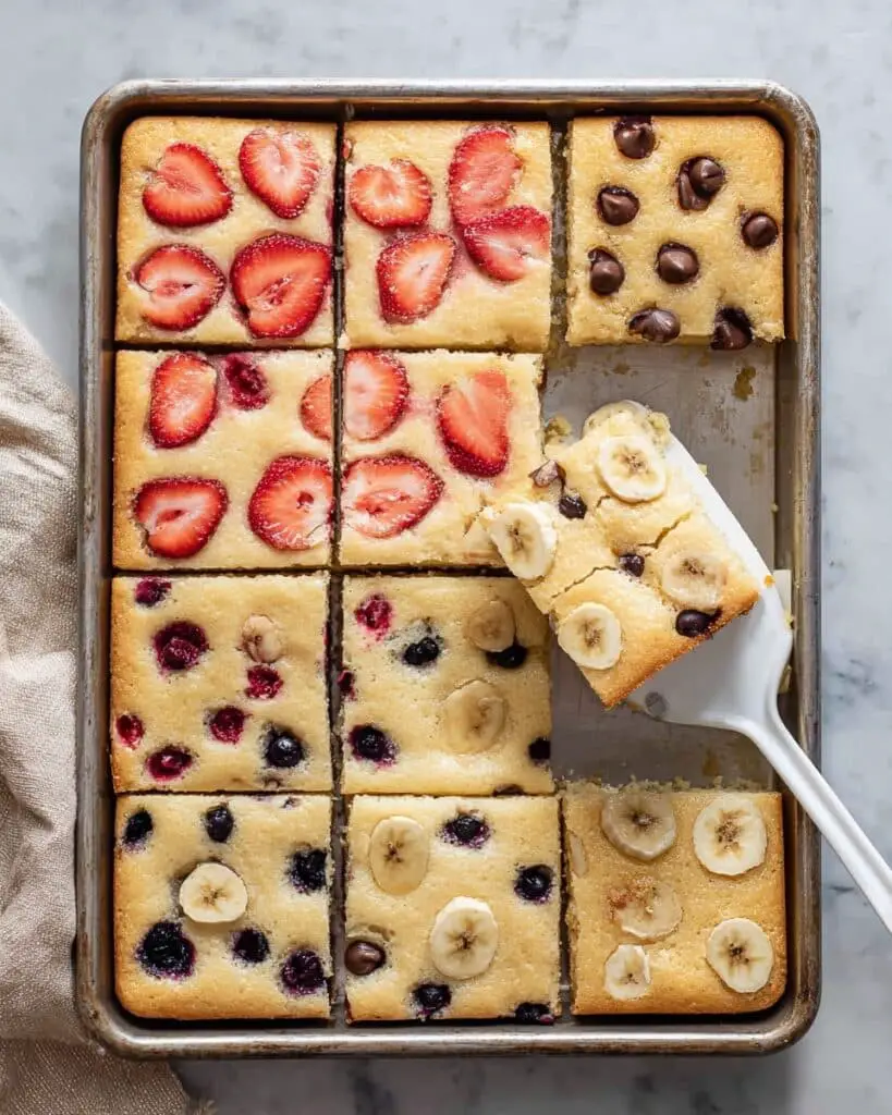 Sheet Pan Pancakes with Fresh Fruit and Chocolate Chips Recipe