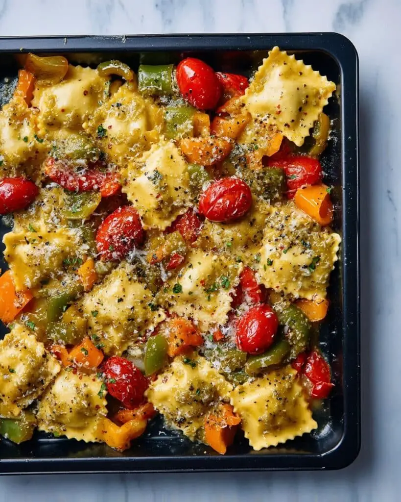Pesto Ravioli with Roasted Veggies Recipe