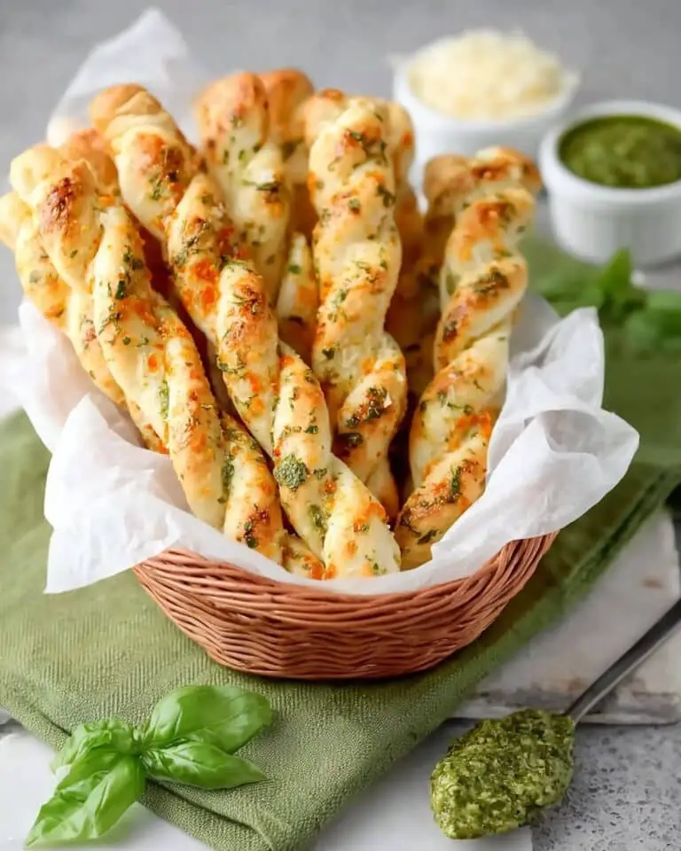 Pesto Cheese-Stuffed Breadsticks Recipe