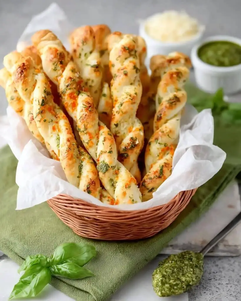 Pesto Cheese-Stuffed Breadsticks Recipe