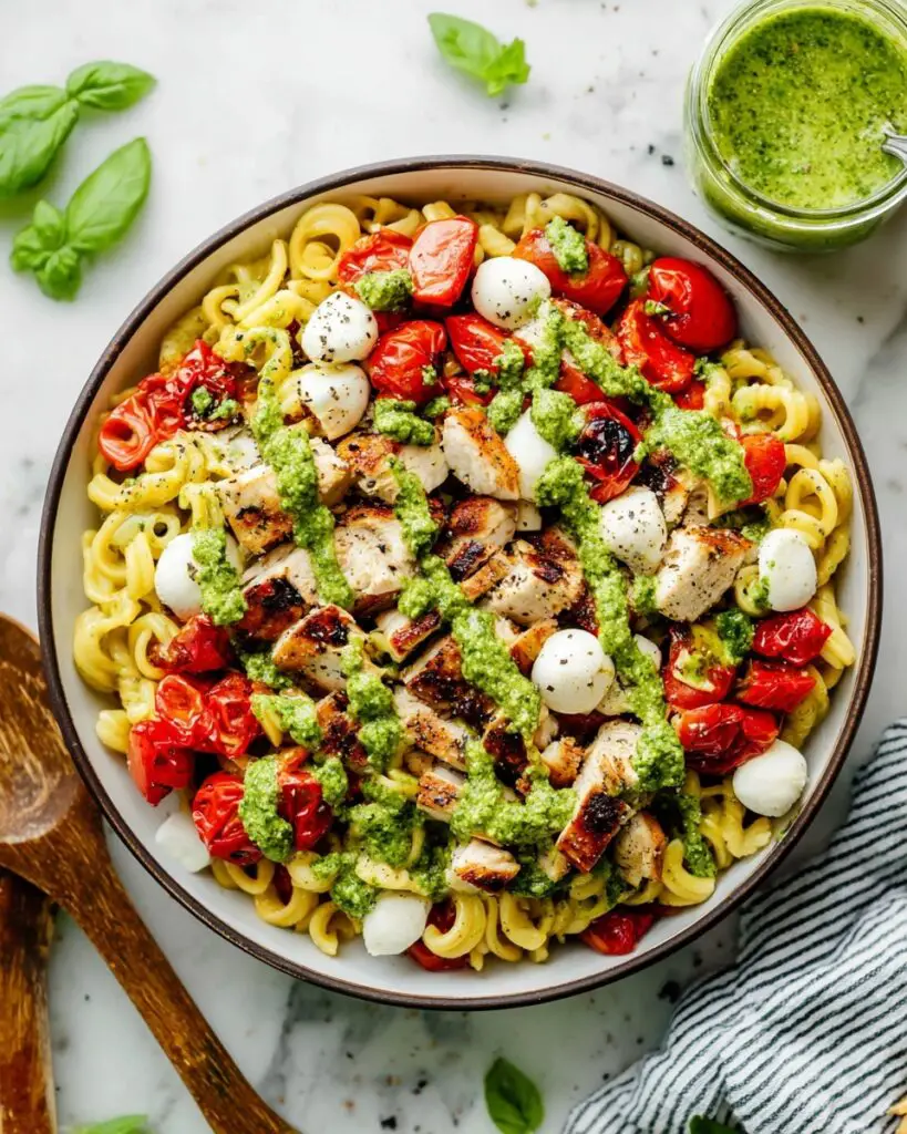 Grilled Chicken and Veggie Lemon Basil Pesto Pasta Salad Recipe