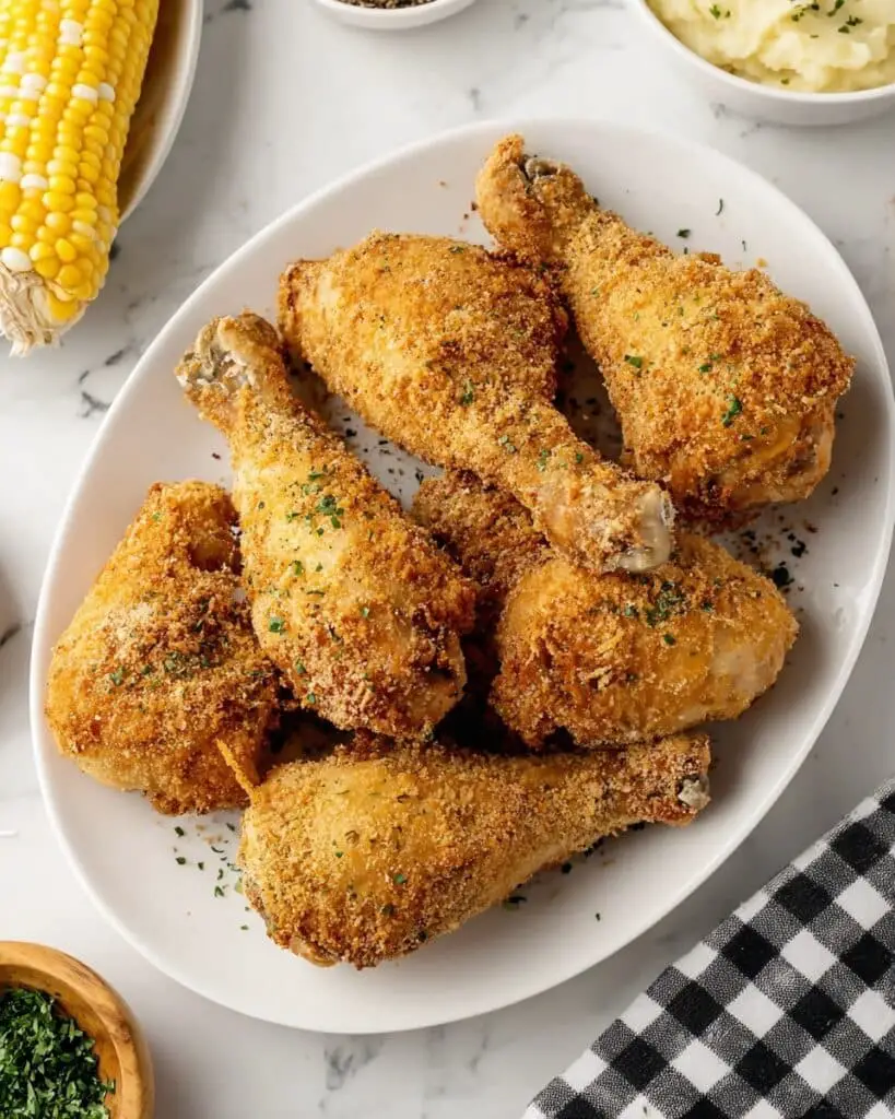 Vinegar-Marinated Oven Fried Chicken with Parmesan Breadcrumbs Recipe