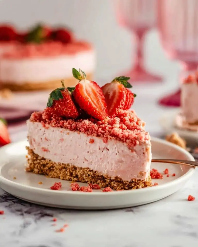 No-Bake Strawberry Crunch Cheesecake Recipe