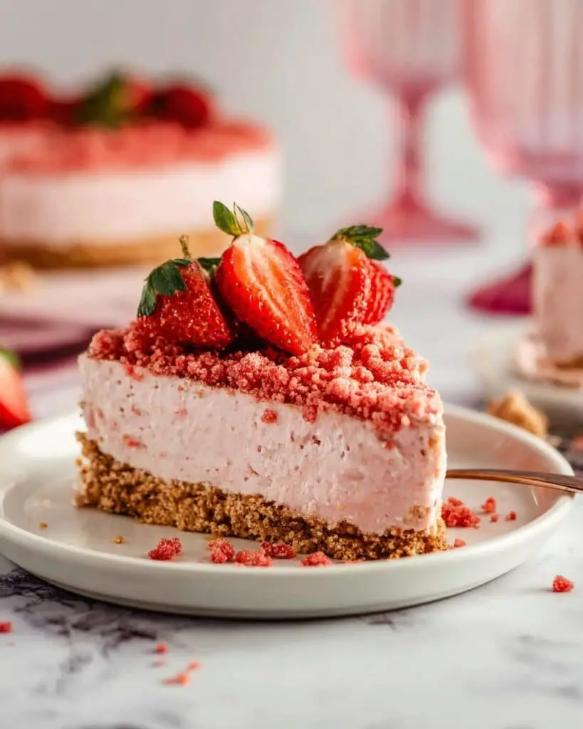 No-Bake Strawberry Crunch Cheesecake Recipe