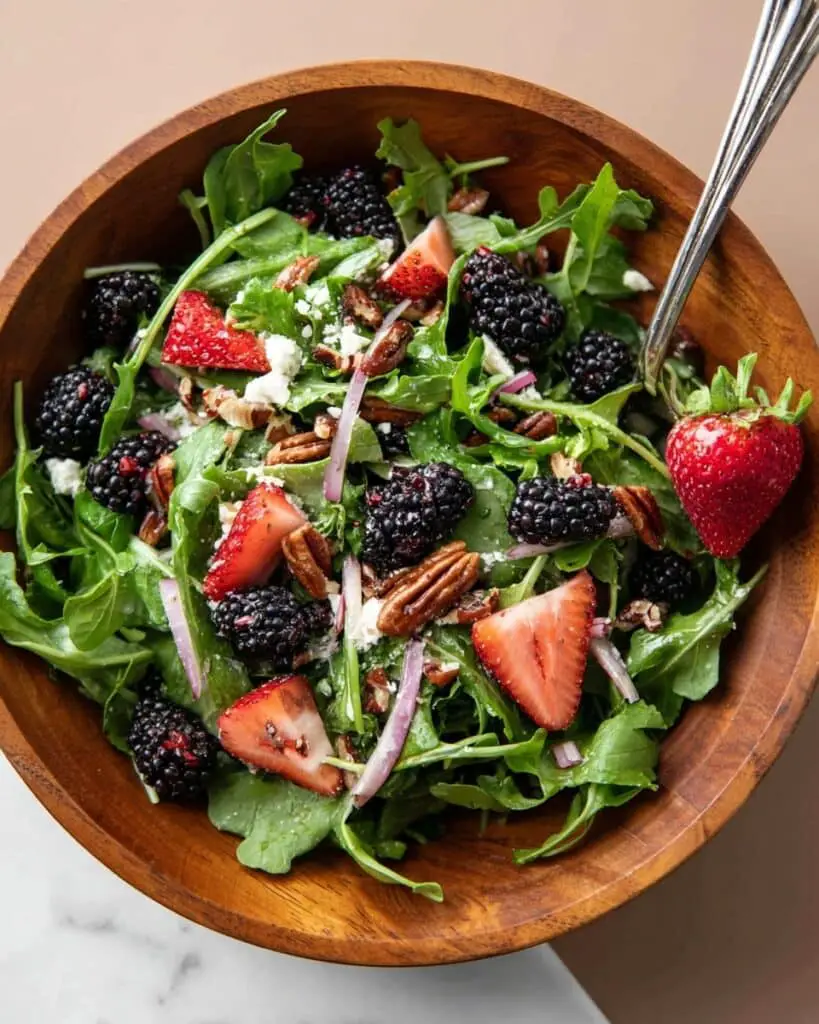 Baby Arugula Salad with Berries, Pecans, and Feta Recipe