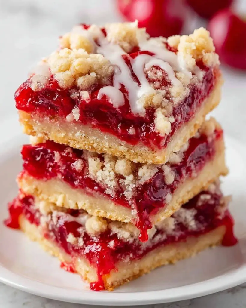 Cherry Pie Filling Bars with Almond Glaze Recipe