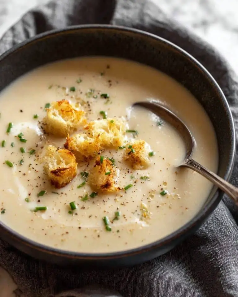 Leek and Potato Soup with Crispy Croutons Recipe