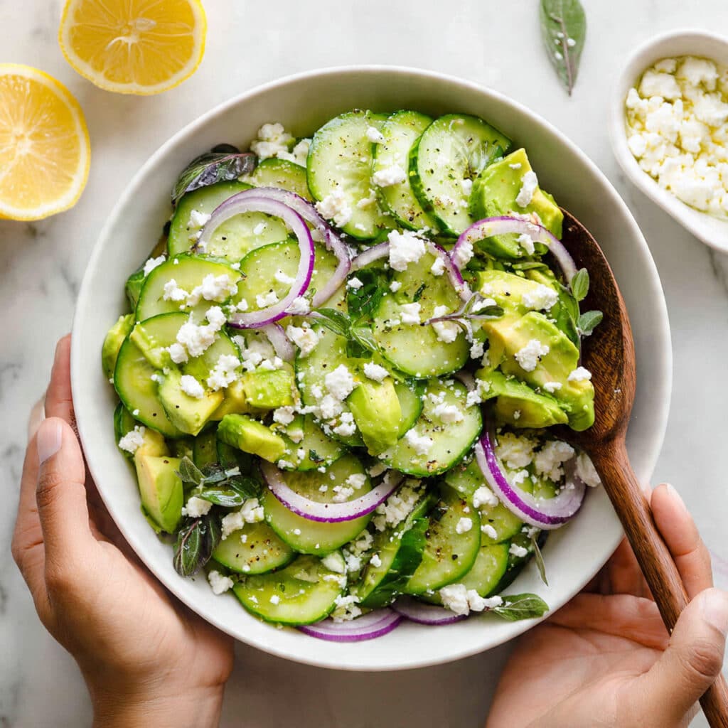 Avocado Cucumber Salad with Feta Recipe