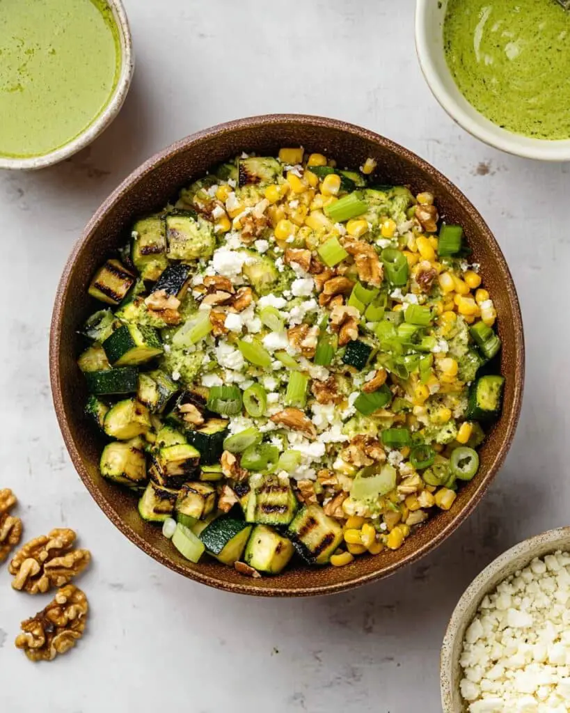 Grilled Zucchini & Corn Salad with Basil Vinaigrette Recipe