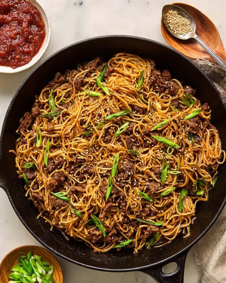 Ground Beef Yakisoba Noodles with Ginger and Hoisin Sauce Recipe
