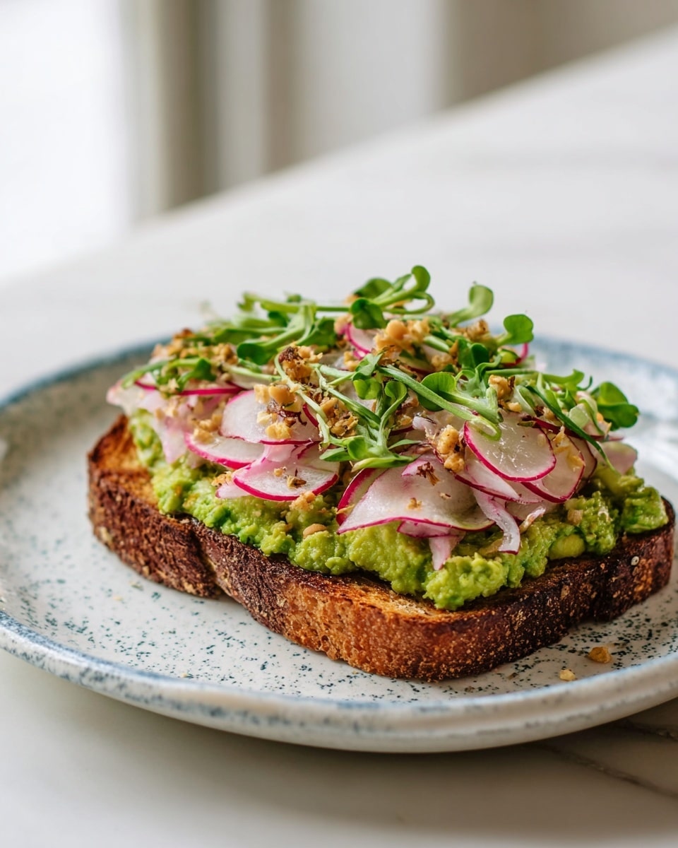 Lime Rfadish Inside Cilantro Lime Edamame Toast with Pickled Onion Radish Salad