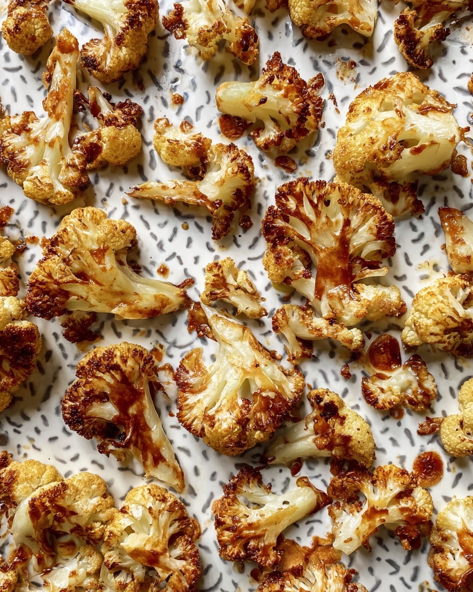 The image shows many roasted cauliflower florets spread out on a white marbled textured surface with a zigzag pattern. Each floret is golden brown with darker crispy edges and some caramelized spots that look slightly sticky. The florets vary in size, with some larger and more clustered, showing a creamy white interior contrasted with the crispy browned outer parts. The overall look is rustic and appetizing, with the florets scattered randomly, emphasizing their texture and roasted color. photo taken with an iphone --ar 4:5 --v 7