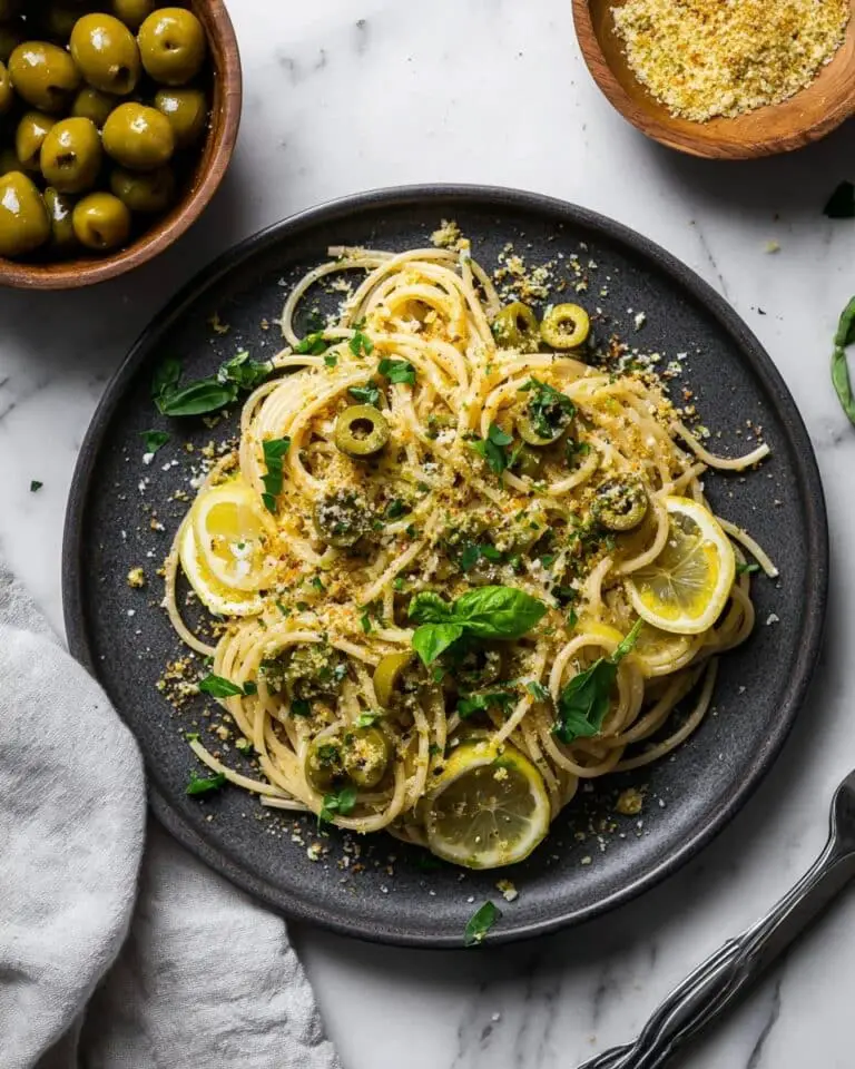 Green Olive Pasta with Toasted Lemon Breadcrumbs Recipe