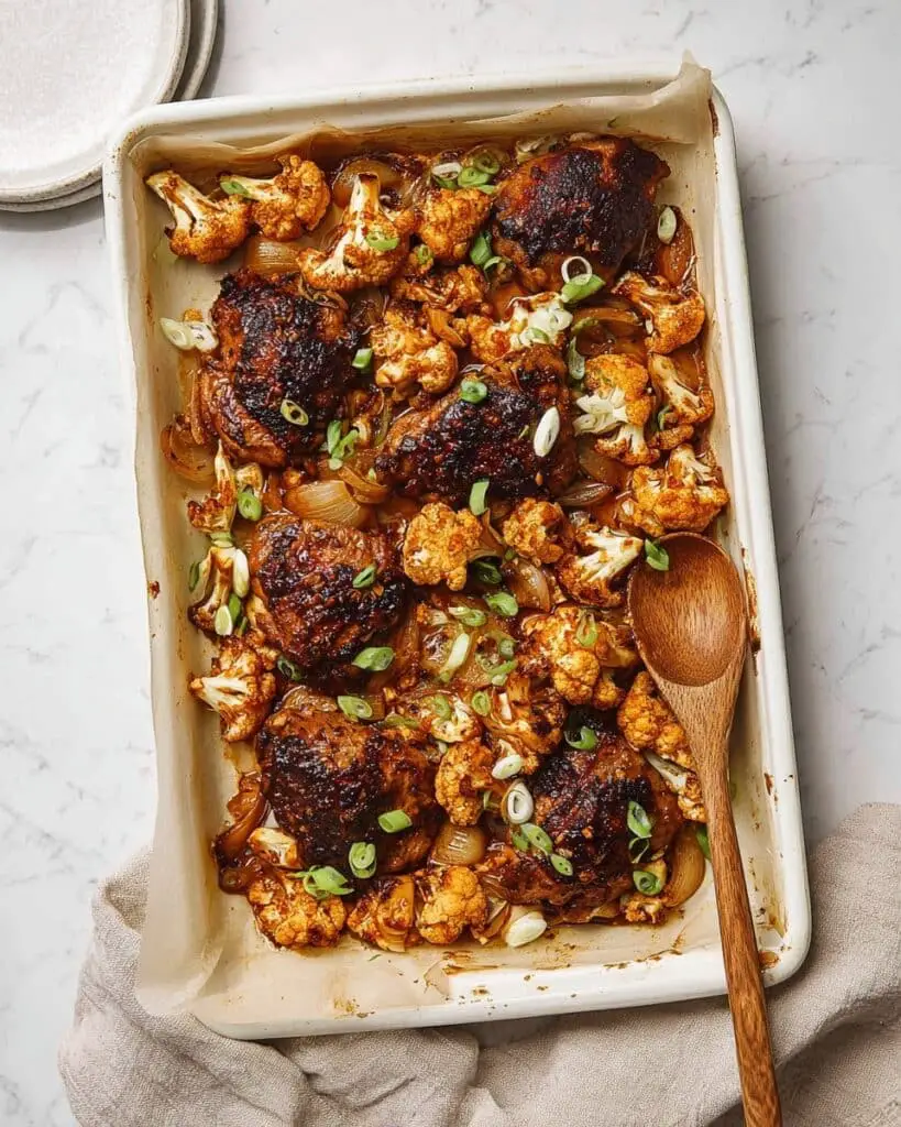 Sheet Pan Gochujang Chicken Thighs with Cauliflower and Shallots Recipe