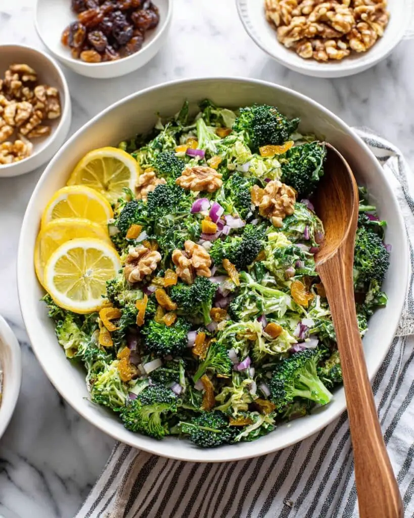 Fresh Broccoli Slaw with Raisins and Walnuts Recipe