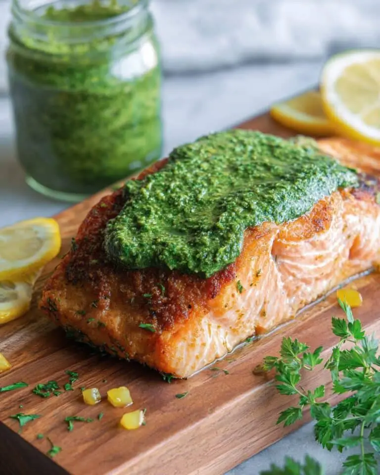 Grilled Cedar Plank Salmon with Chimichurri Sauce Recipe