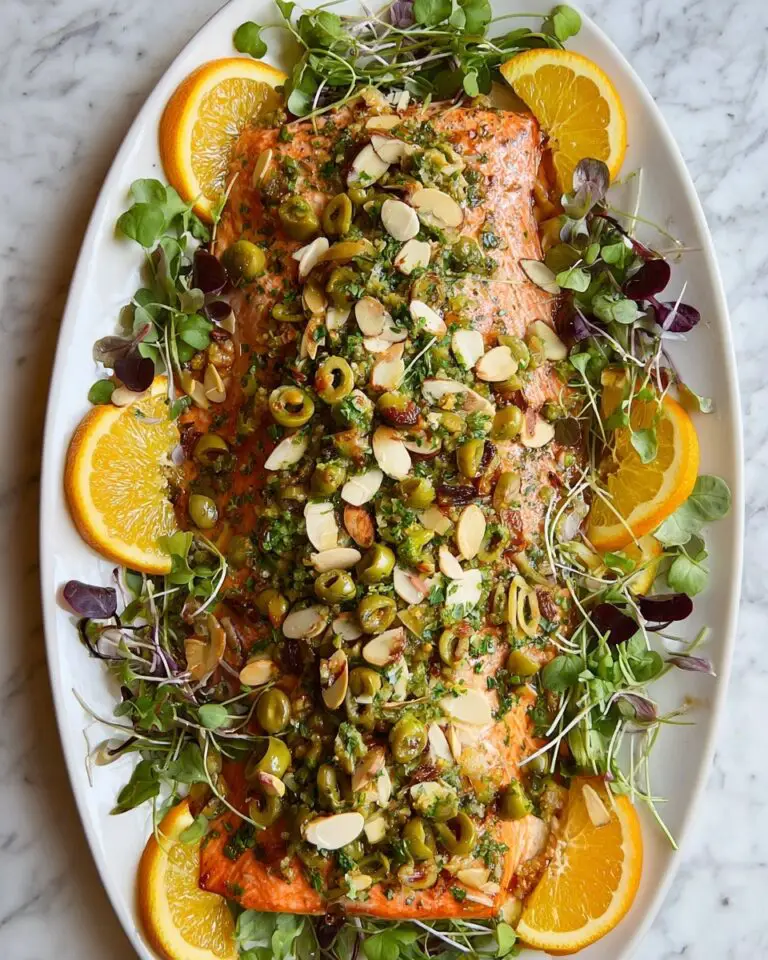 Baked Salmon with Olives and Almonds Recipe