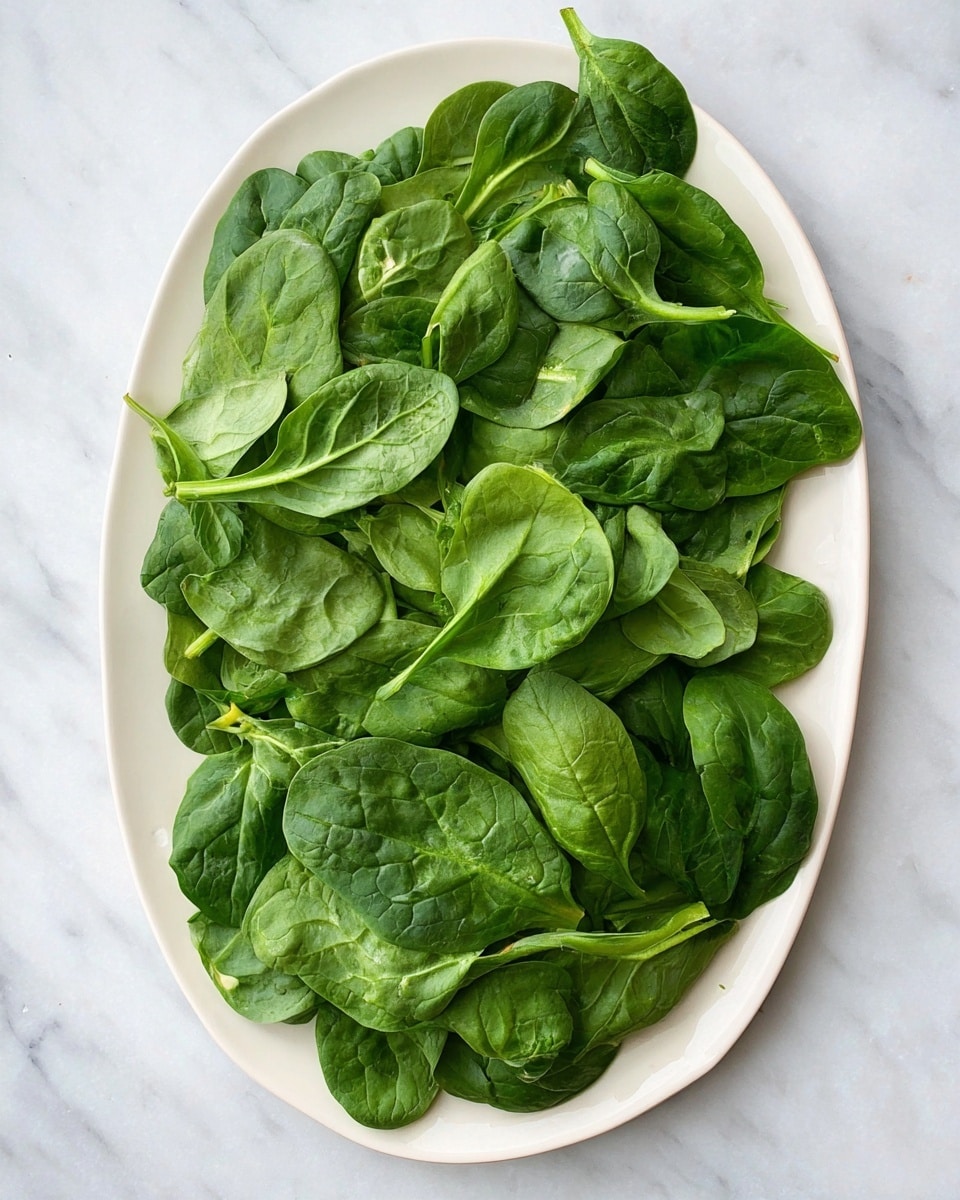 A white oval plate is filled with fresh spinach leaves. The leaves are bright green and have a smooth texture with visible veins. They are layered in no particular order, some overlapping each other, creating a full and fresh look. The spinach covers the entire plate, and the plate sits on a white marbled surface. photo taken with an iphone --ar 4:5 --v 7