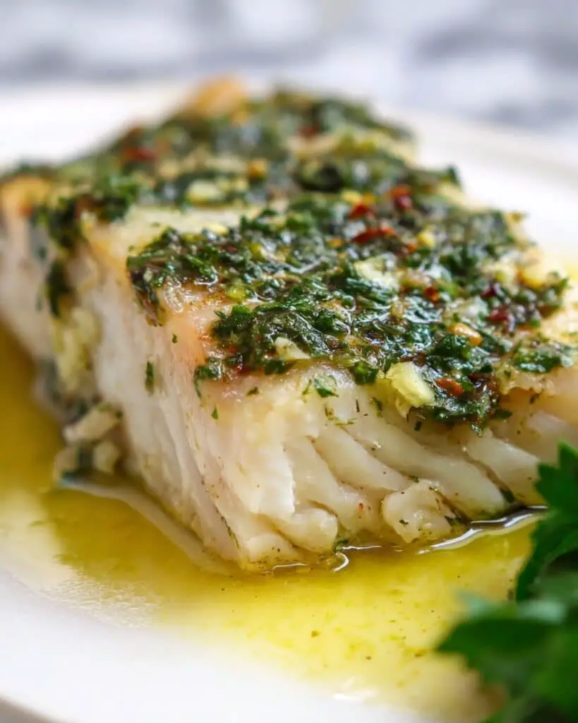 Pan-Roasted Swordfish with Garlic Parsley Lemon Topping Recipe