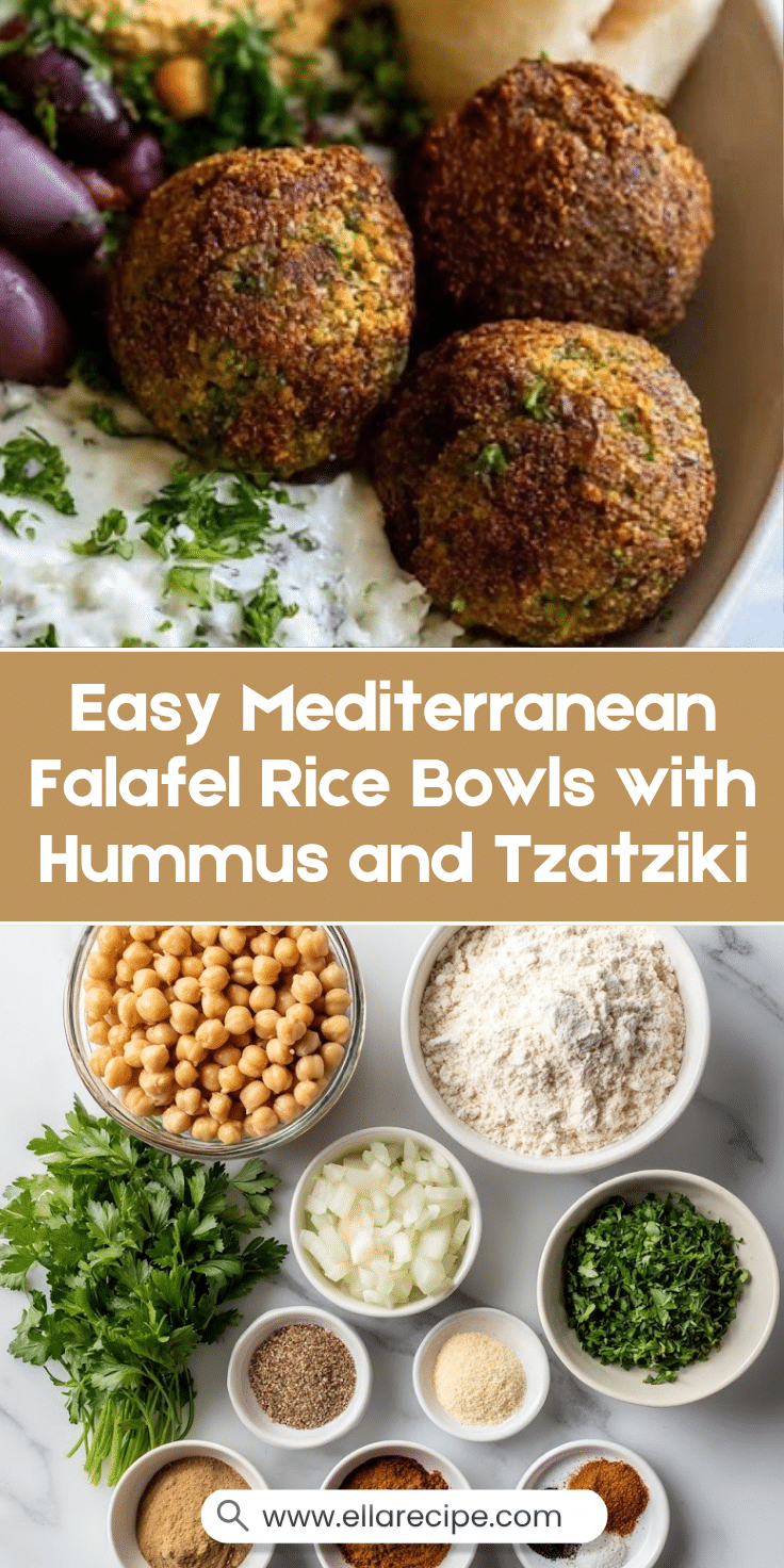 Mediterranean Falafel Rice Bowls with Hummus & Tzatziki—Delicious & Easy