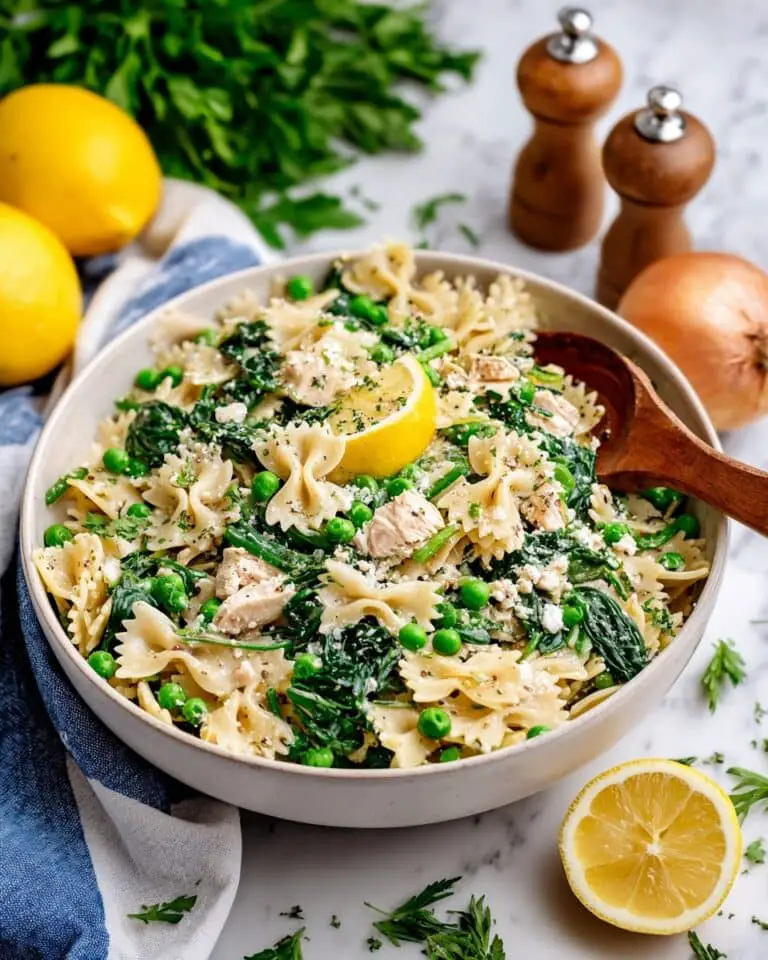 Lemon Basil Pasta Salad with Chicken and Feta Recipe