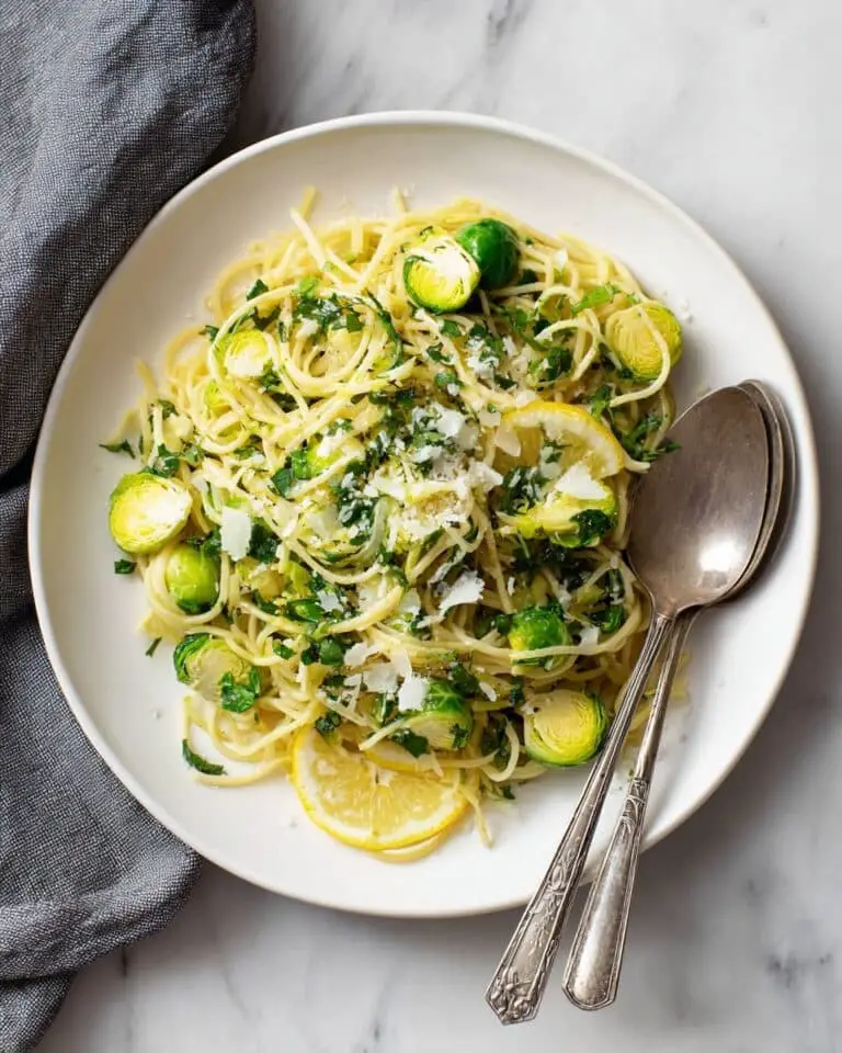 Lemon Parmesan Brussels Sprout Pasta Recipe