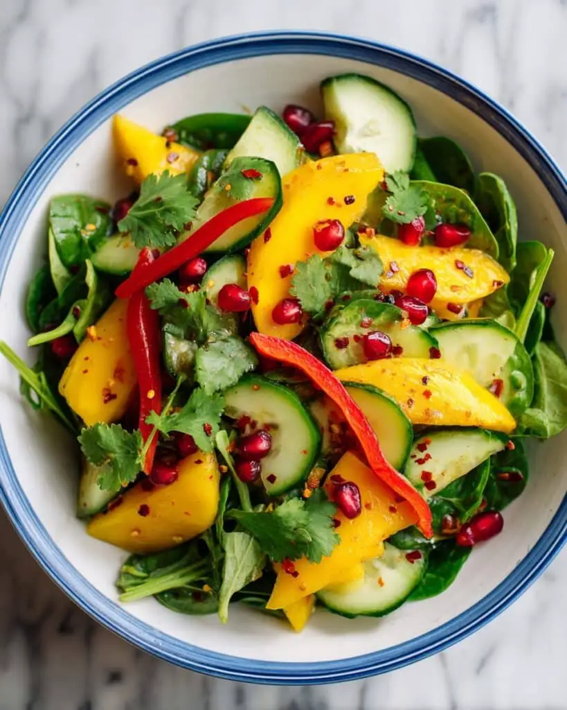 Mediterranean-Style Mango Salad with Spinach Recipe