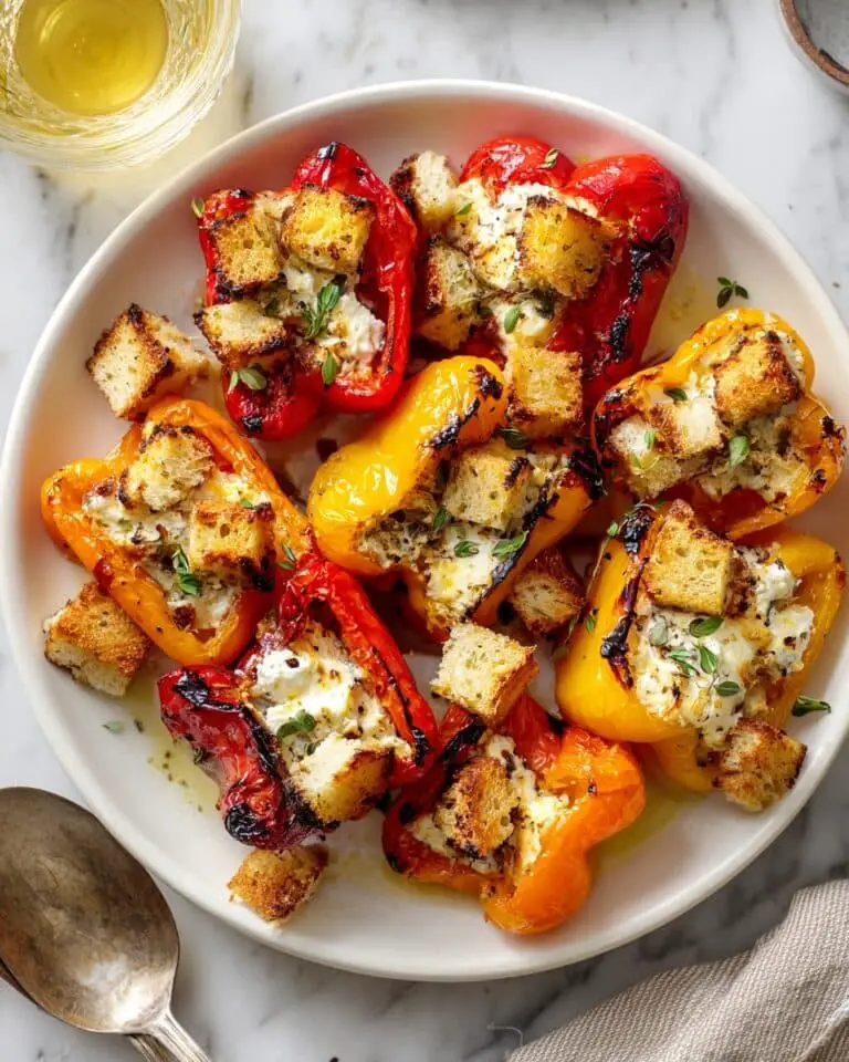 Grilled Marinated Peppers with Burrata and Sourdough Crumbs Recipe